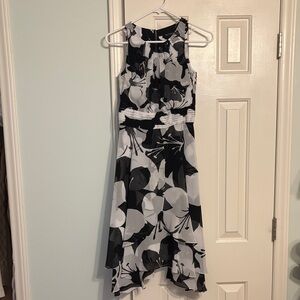 White House Black Market Black and White High Low Dress